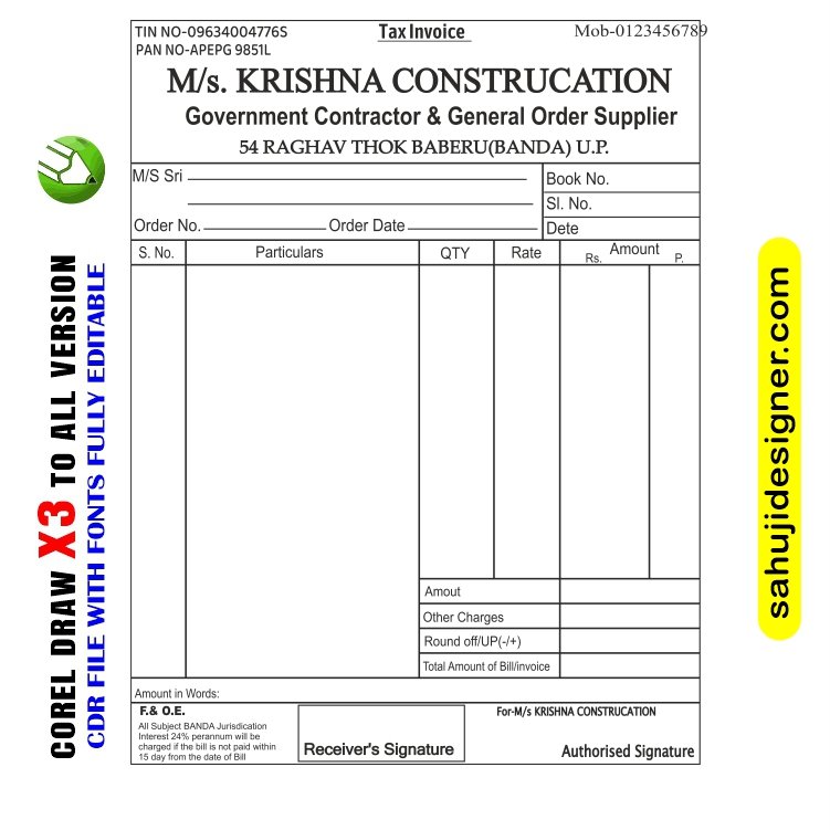 Letest New Kirana Store rasid book Design CDR File