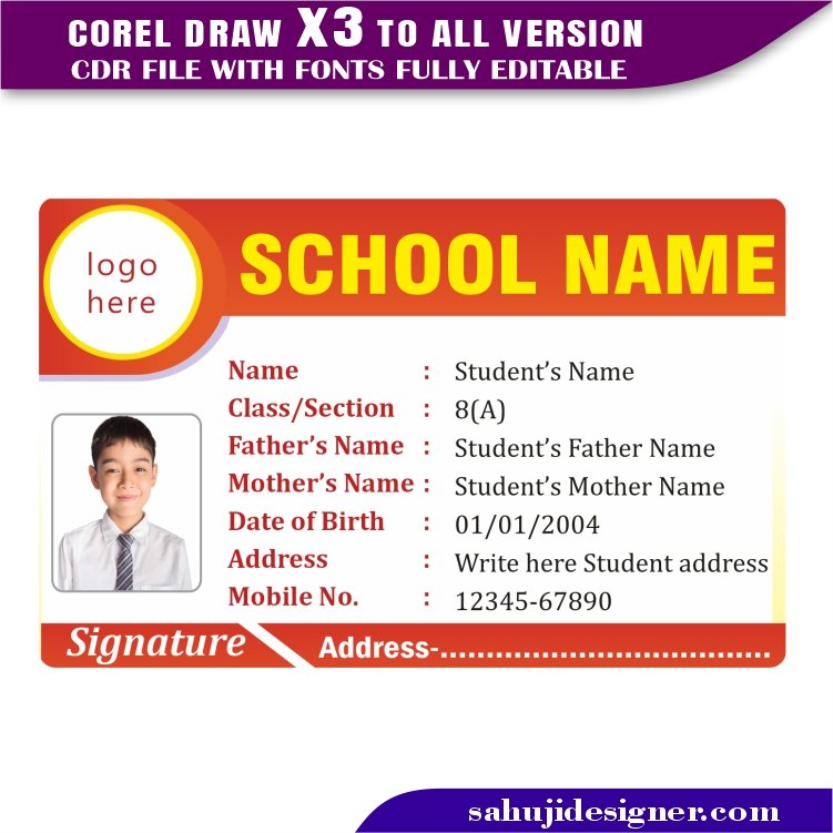 Latest And Best School Id Card Design CDR File