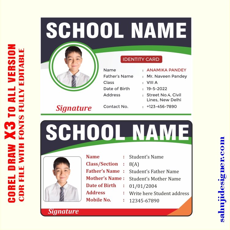 Latest And Best School Id Card Design CDR File