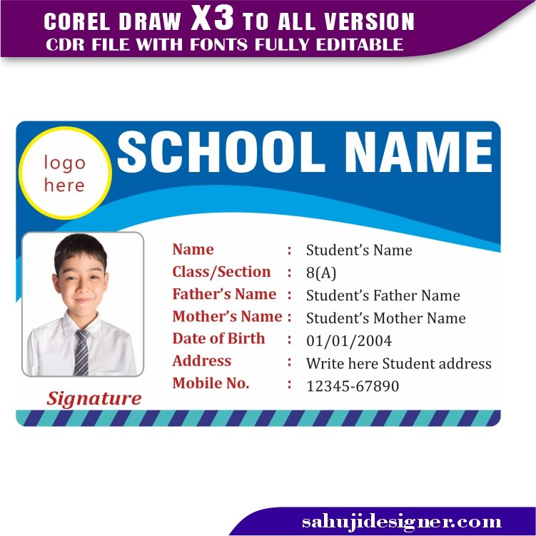 Latest And Best School Id Card Design CDR File