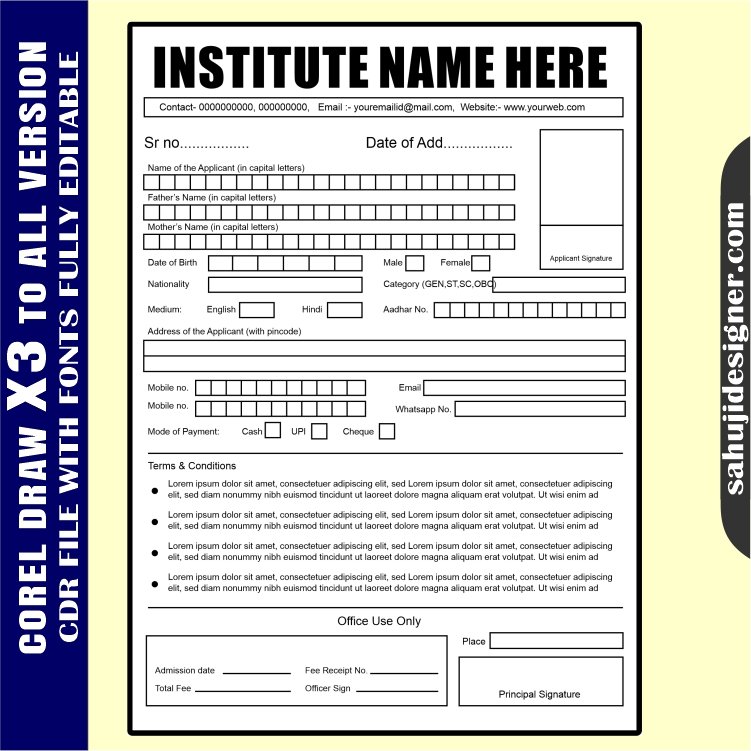 Latest And Best Institute Bill Book Design CDR File
